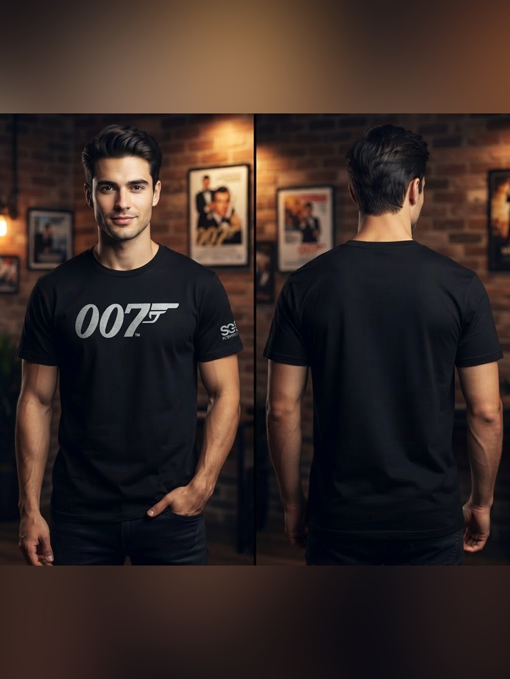 Vintage 007 James Bond  T-Shirt - Rare Collectible Spy Tee Casual Shirt